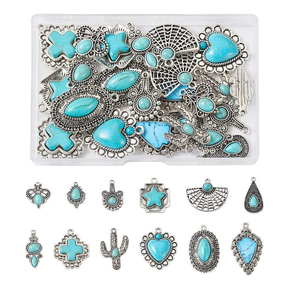 1697 24Pcs Western Jewelry Earring Bohemian Turquoise 12 Styles Pendant